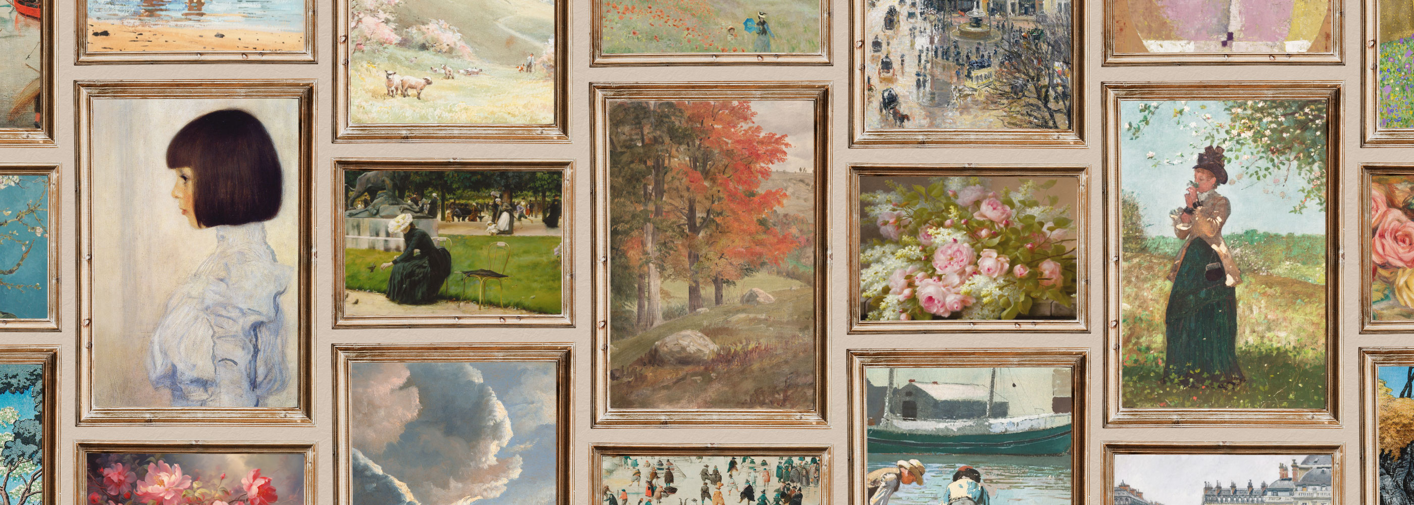 Hero image with several artworks displayed on frames